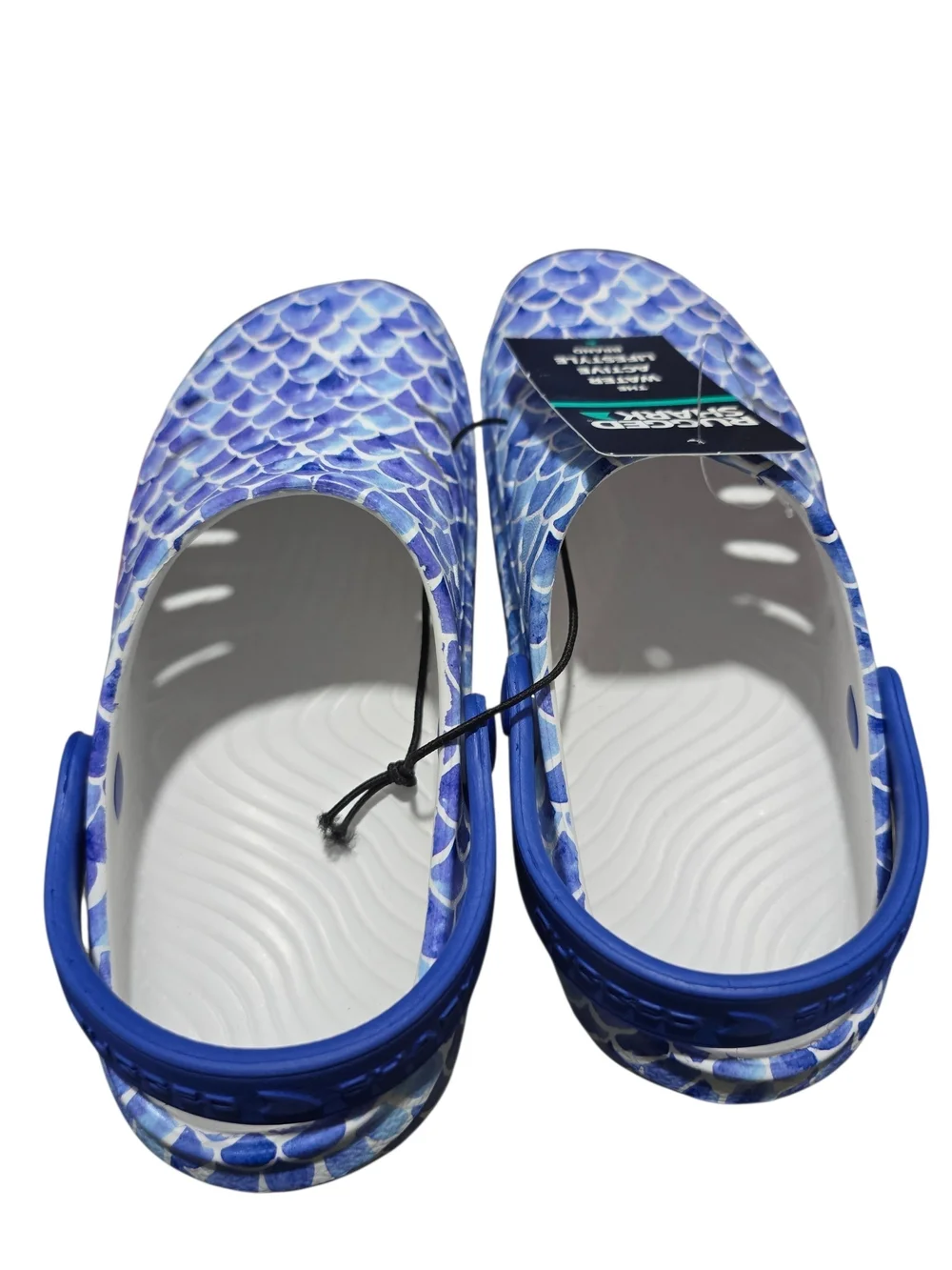 Rugged Shark Toddler And Girls' Swivel-Strap EVA Blue Patterned Water Shoes Sz 1